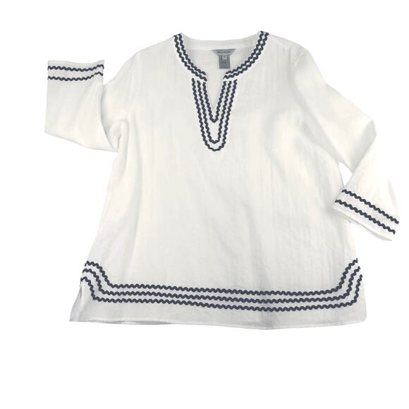 Multiples Tunic White and Black Rick Rack Apparel Trim Size Medium - Picture 1 of 6